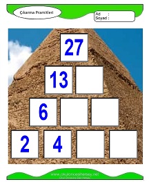 Çıkarma Pramidi Çalışma Sayfaları